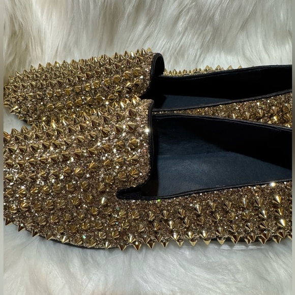Gold Studded Men's Loafers - Picture 3 of 8
